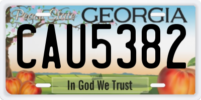 GA license plate CAU5382