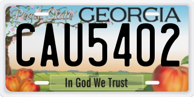 GA license plate CAU5402
