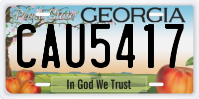GA license plate CAU5417