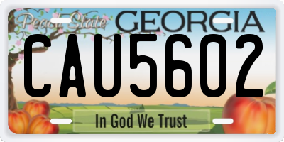 GA license plate CAU5602