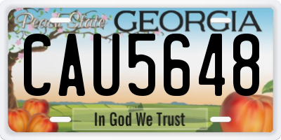 GA license plate CAU5648