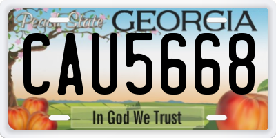 GA license plate CAU5668