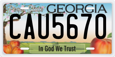 GA license plate CAU5670