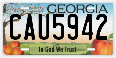 GA license plate CAU5942