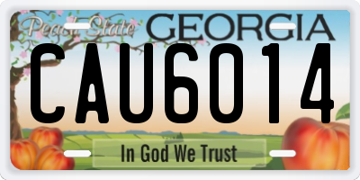 GA license plate CAU6014
