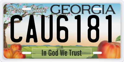 GA license plate CAU6181