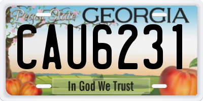 GA license plate CAU6231