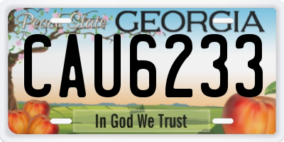 GA license plate CAU6233
