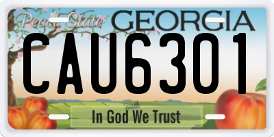 GA license plate CAU6301