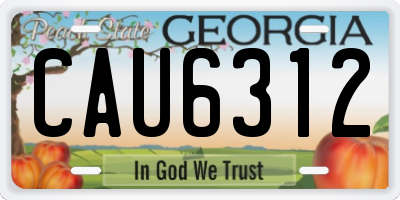 GA license plate CAU6312