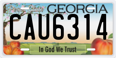 GA license plate CAU6314