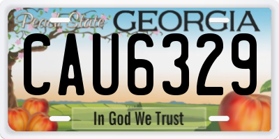 GA license plate CAU6329