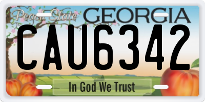 GA license plate CAU6342
