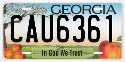 GA license plate CAU6361