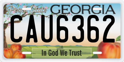 GA license plate CAU6362