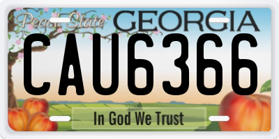GA license plate CAU6366