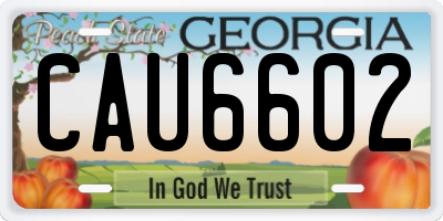 GA license plate CAU6602