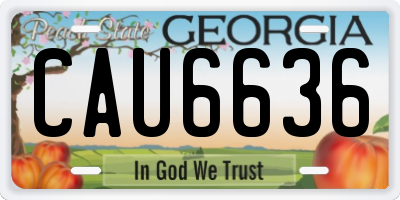 GA license plate CAU6636