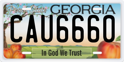 GA license plate CAU6660