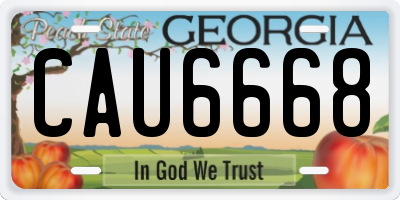 GA license plate CAU6668