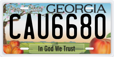 GA license plate CAU6680