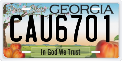 GA license plate CAU6701
