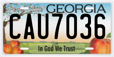 GA license plate CAU7036