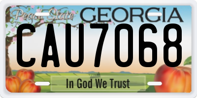 GA license plate CAU7068
