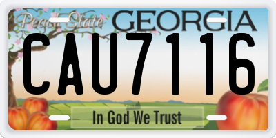 GA license plate CAU7116