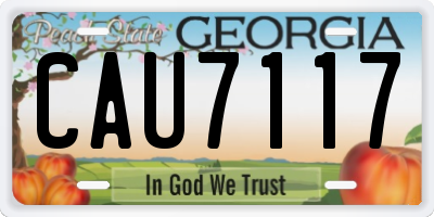 GA license plate CAU7117