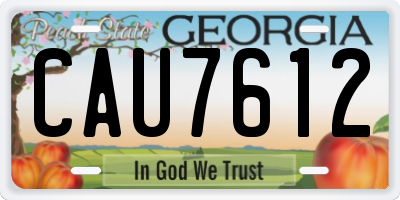 GA license plate CAU7612