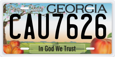 GA license plate CAU7626
