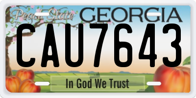 GA license plate CAU7643