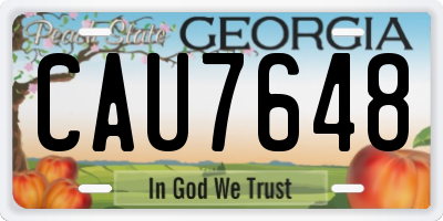 GA license plate CAU7648