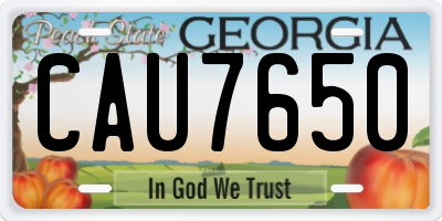 GA license plate CAU7650