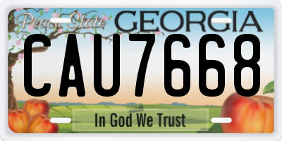 GA license plate CAU7668