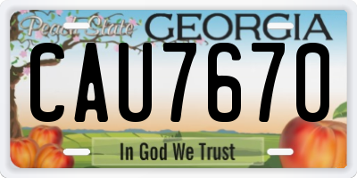 GA license plate CAU7670