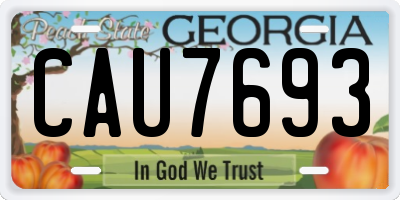 GA license plate CAU7693