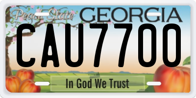 GA license plate CAU7700