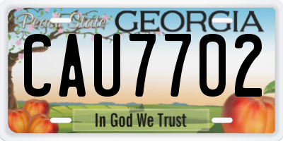 GA license plate CAU7702