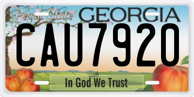 GA license plate CAU7920