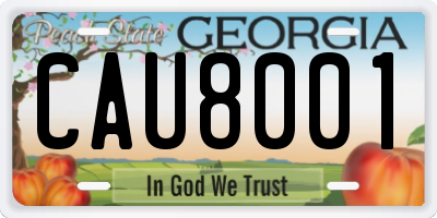 GA license plate CAU8001