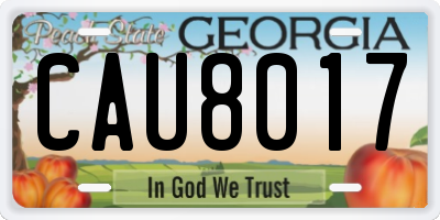GA license plate CAU8017