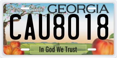 GA license plate CAU8018