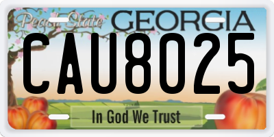 GA license plate CAU8025