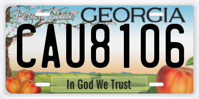 GA license plate CAU8106