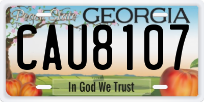 GA license plate CAU8107