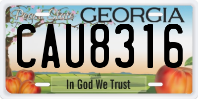 GA license plate CAU8316