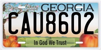 GA license plate CAU8602