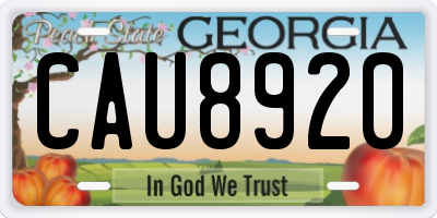GA license plate CAU8920